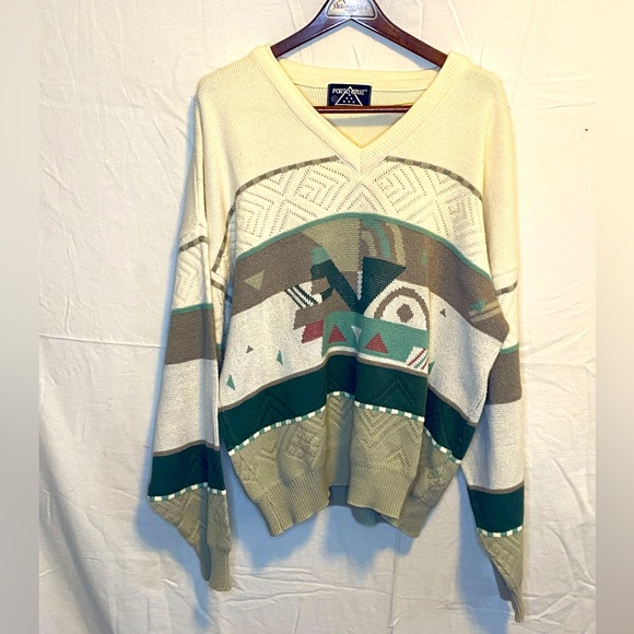 Porto Cruz Vintage 80s Sweater V-neck Purple Size Large - Picture 1 of 7